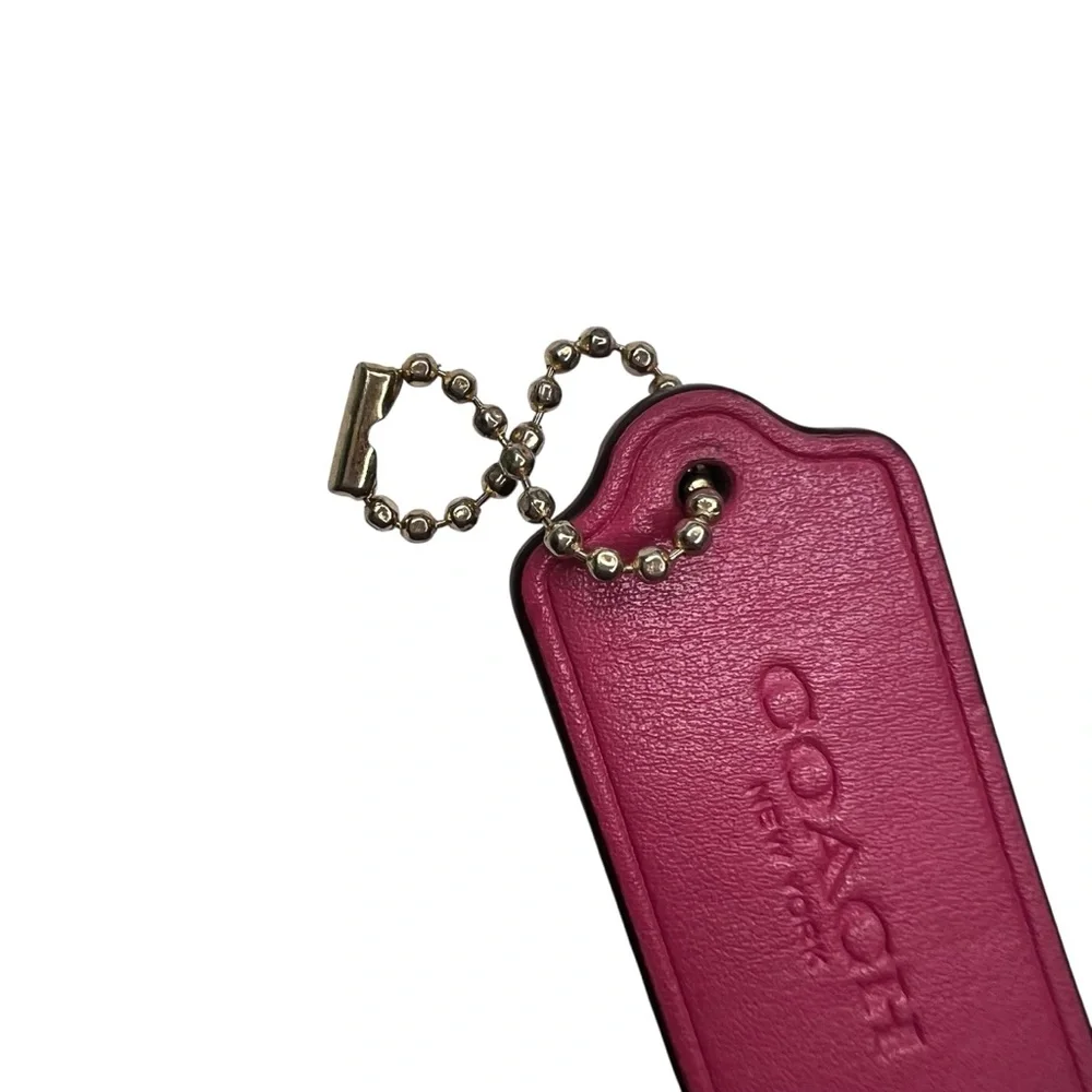 Coach New York pink Fuchsia smooth Leather Key Holder Keytag - Picture 6 of 8